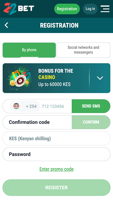 22bet Kenya Registration