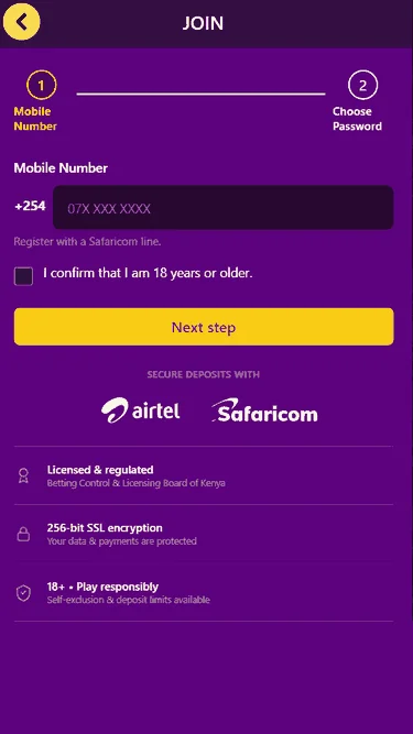 BongoBongo Kenya registration form